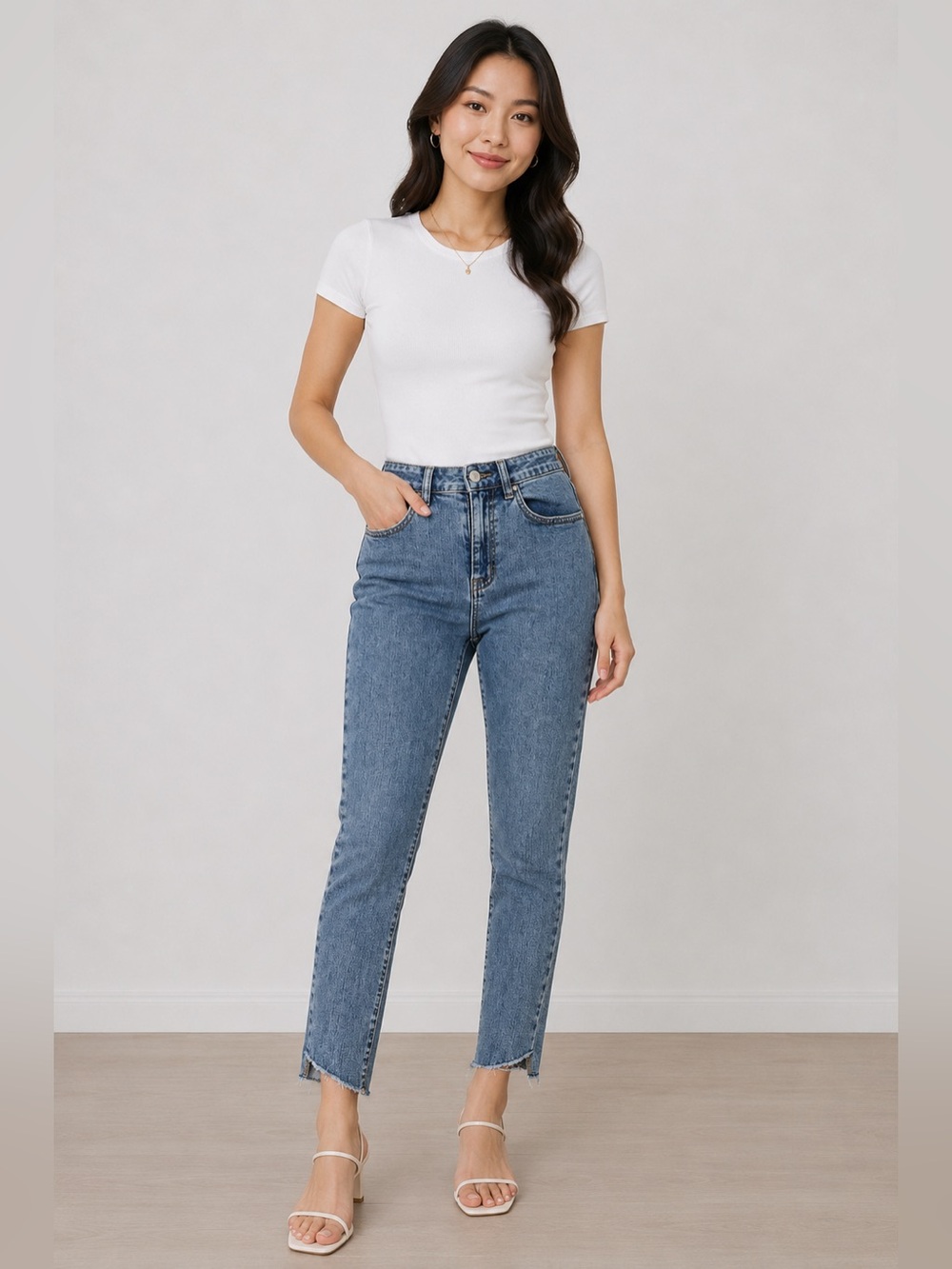 RM Rebecca Minkoff Blue Crop Skinny Jeans Tulip Hem 6P